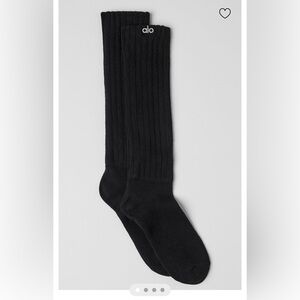 Alo- Unisex scrunch sock- Black Ribbed